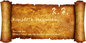 Kopják Hajnalka névjegykártya